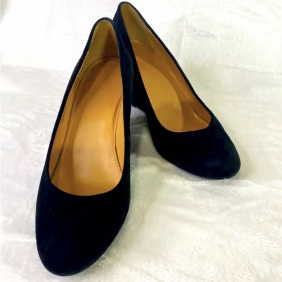 J. Crew SYLVIA Black Suede Wedge Pump Mule Women's Size 9M Cushioned EUC - Picture 2 of 11